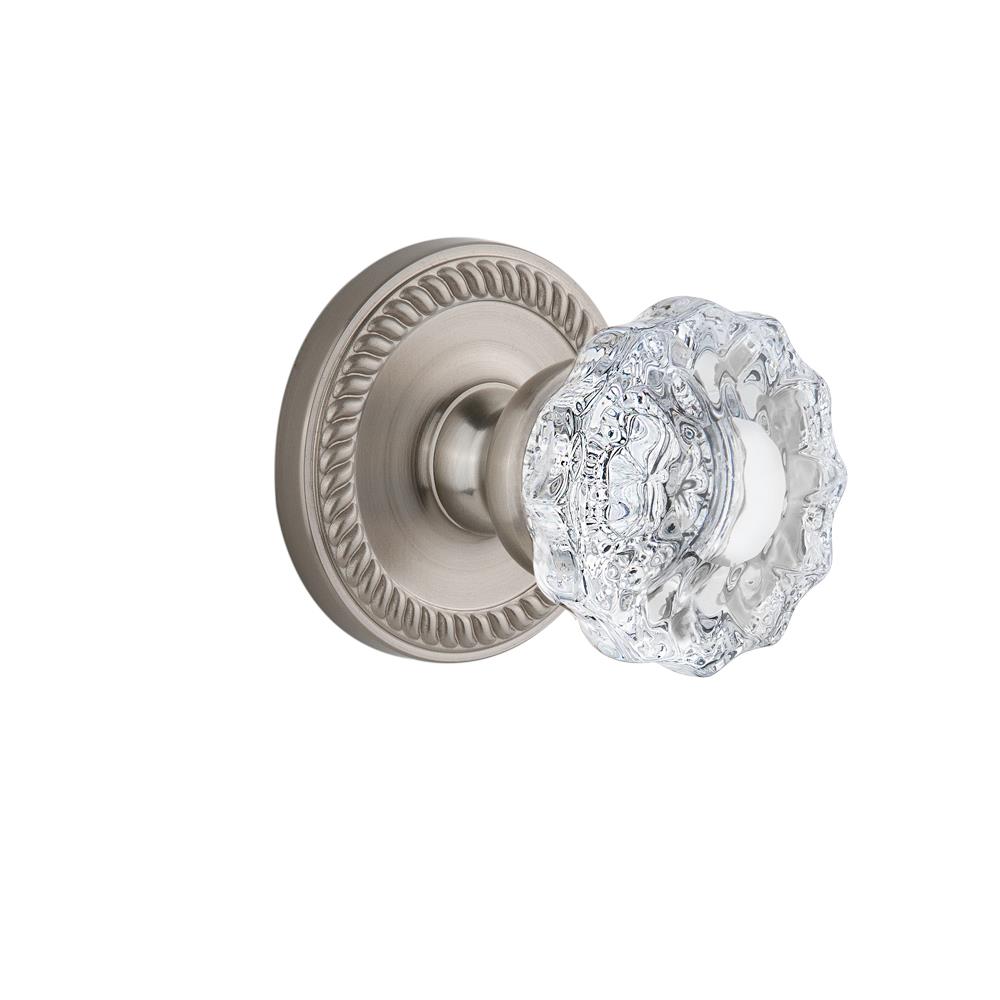 Grandeur by Nostalgic Warehouse NEWVER Privacy Knob - Newport Rosette with Versailles Crystal Knob in Satin Nickel